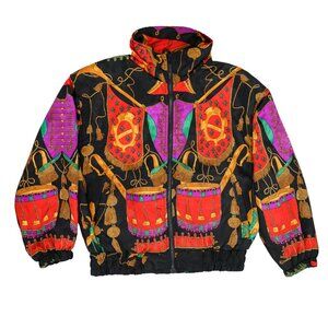 Vintage 80s Colorful Windbreaker Lightweight Stand Collar Fall Winter Jacket